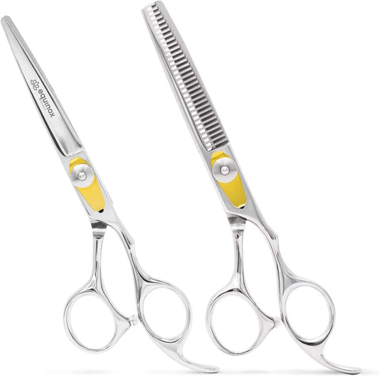 Equinox Professional Razor Edge Series Hair Cutting Scissors Set - Barber Hair Cutting & Thinning Shears/Texturizing Scissors Set - 6.5 Inches Hair Cutting Scissors Kit for Men/Women/Kids/Salon & Home