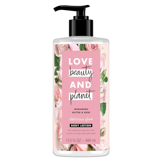 Love Beauty and Planet Delicious Glow Body Lotion for Soft, Glowing Skin Murumuru Butter & Rose Natural Ingredients, Plant-Based Moisturizers, Vegan, Cruelty-Free 13.5 oz