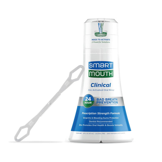 SmartMouth Clinical DDS Activated Mouthwash for 24-Hour Bad Breath Protection Plus Tongue Cleaner, 16 Fluid Ounce