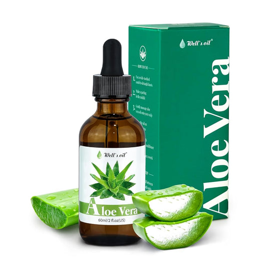 Well's Oil Aloe Vera Oil | All-Natural | Necessities of Life, Daily Use | Absorbs Easy, Easy to Apply | Skin + Hair + Face | Moisturize, Boost Hair Growth, Skin Repair | All Skin Types | 2oz