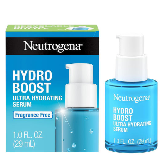 Neutrogena Hydro Boost Ultra Hydrating Serum with Hyaluronic Acid, Fragrance-Free Face Serum for Weightless Hydration and Softer, Glowing Skin, Non-Comedogenic, 1 fl. oz