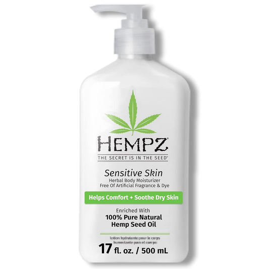 Hempz Sensitive Skin Herbal Moisturizer: Soothing Lotion with Oatmeal, Shea Butter, Hemp, Cocoa, Mango Seed - 17 Fl Oz