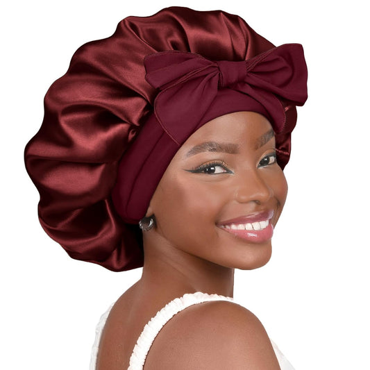 YANIBEST Satin Bonnet Silk Bonnet for Sleeping Double Layer Satin Lined Hair Bonnet with Tie Band Bonnets for Women Natural Curly Hair
