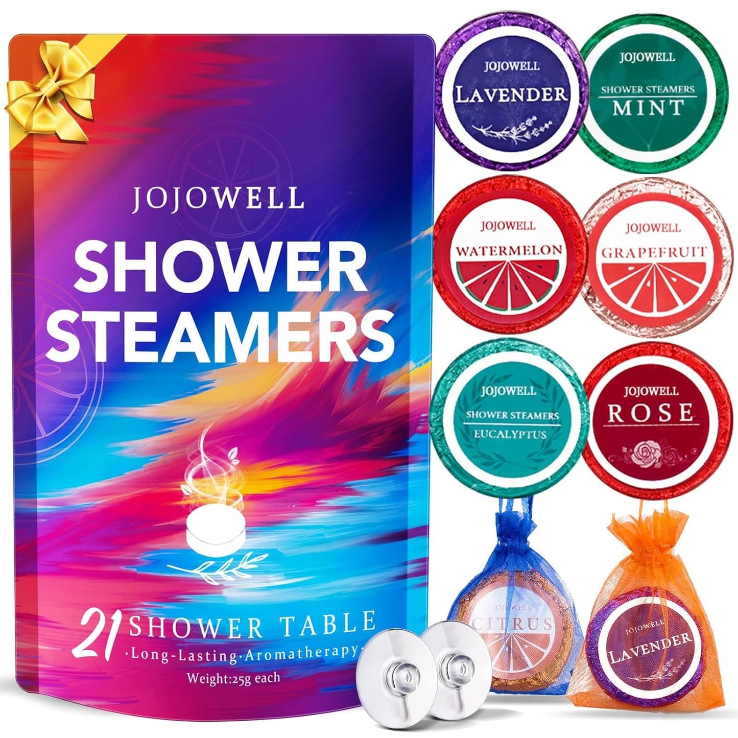 JoJowell Shower Steamers Aromatherapy - 21Pcs Shower Bombs Gifts for Women Essential Oil, Nasal Relief, Self Care, Birthday Gifts for Women, Gifts for Mom, Valentines Day Gifts for Her Him