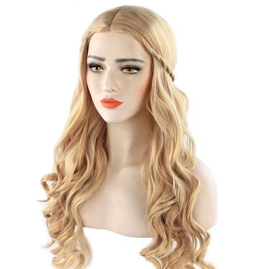 Acecharming Long Platinum Blonde Wigs Braid Women, Girl's Charming Synthetic Party Costume Cosplay Wig With Wig Cap