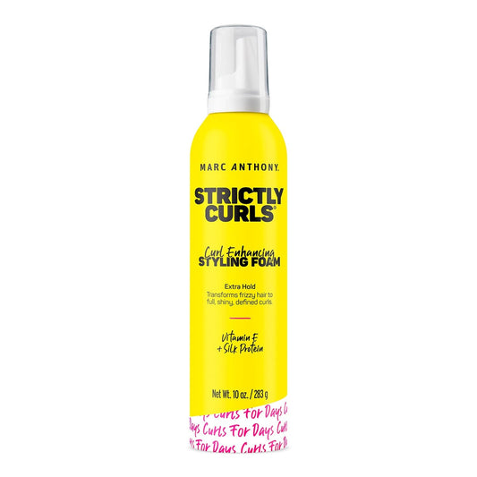 Marc Anthony Strictly Curl Enhancing Styling Foam , Extra Hold - Vitamin E & Silk Proteins Transforms Frizzy Hair to Full , Shiny , Defined Curls - Sulfate-Free Anti-Frizz Mousse Product