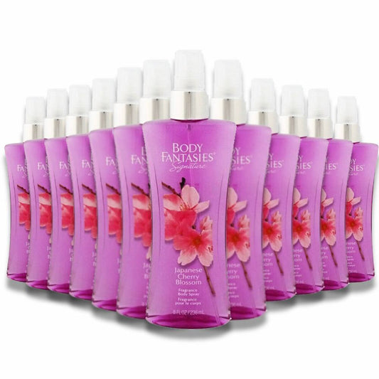 Body Fantasies - Signature Japanese Body Spray, Cherry Blossom Fragrance - 8 Oz - 12 Pack