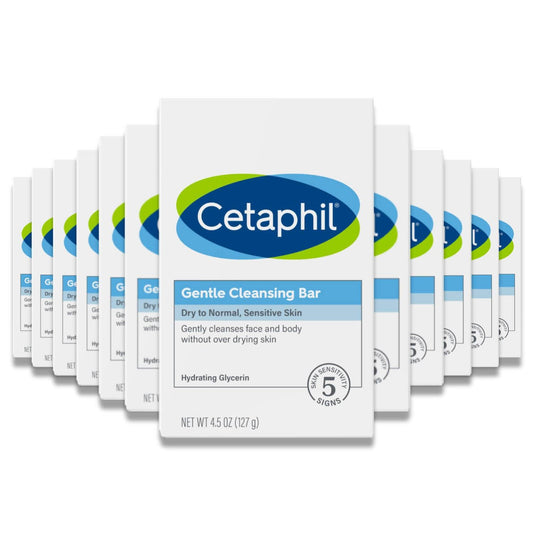 Cetaphil -  Gentle Cleansing Bar for Dry/Sensitive Skin - 4.5 Oz - 12 Pack