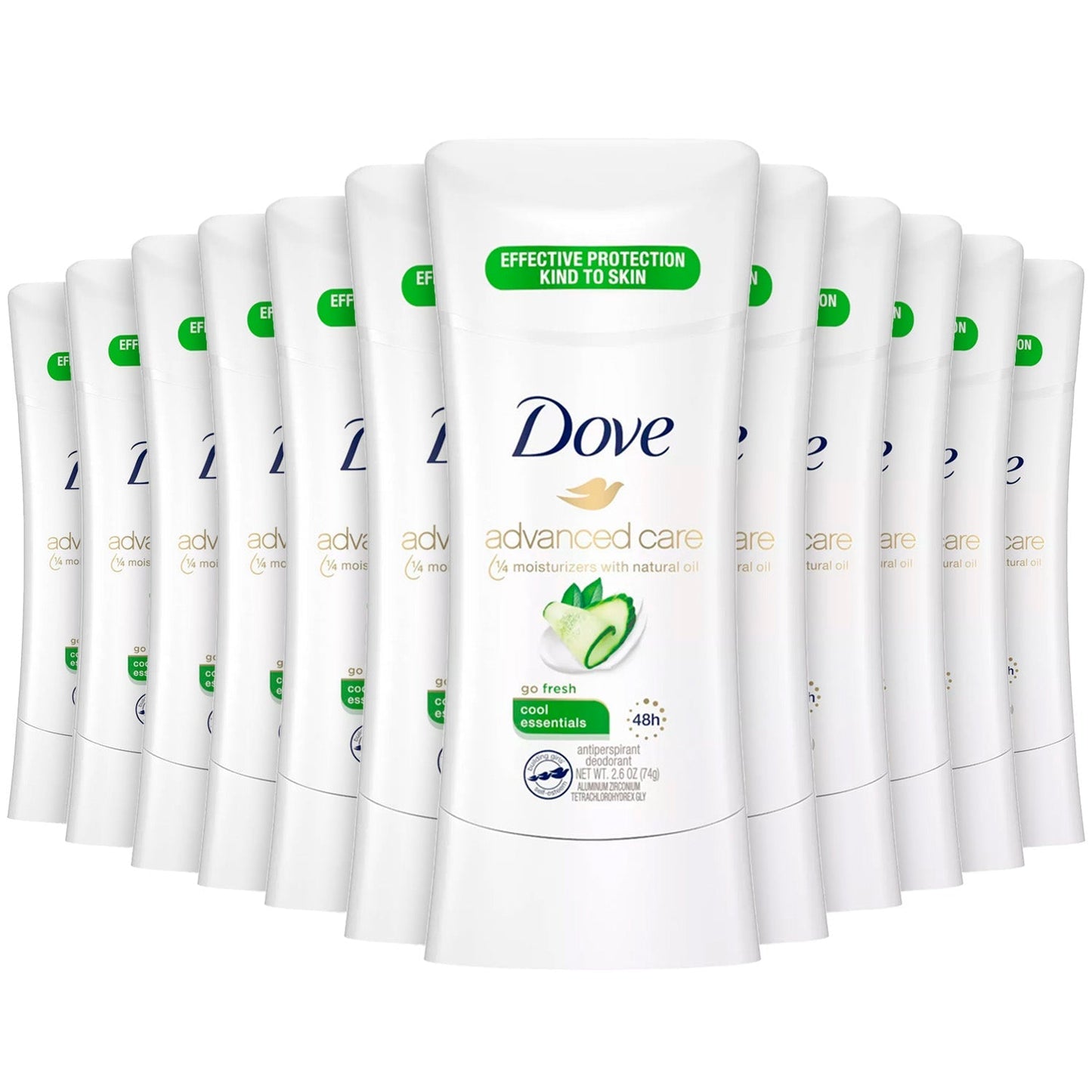 Dove Deodorant Stick, Advanced Care, Cool Essentials, Bulk - 2.6 Oz - 12 Pack