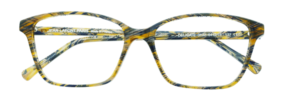lafont delicate handmade in france plastic acetate women ladies female basic traditional classic elegant 3132 blue yellow mix front