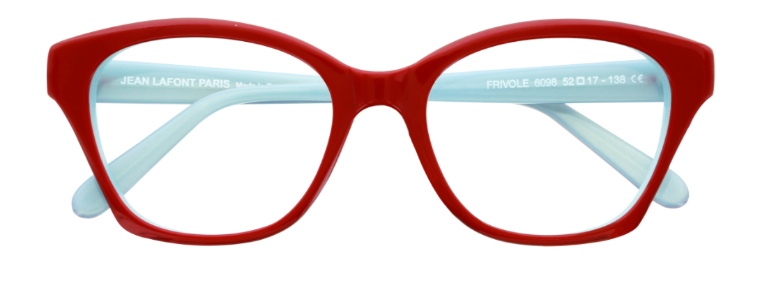 lafont frivole optical eyewear glasses made in france quality acetate plastic cat eye square shape sexy bold fun chic bright red mint sexy 6098 women ladies female front