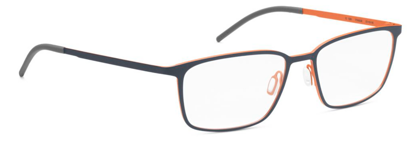 orgreen IO mens rectangular titanium handmade in japan danish design scandinavian classic front 1206  matte navy blue orange
