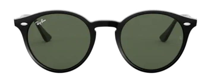 ray ban 2180 sunglasses round acetate plastic black stylish trendy modern g15 green tinted lenses UV400 protection front view
