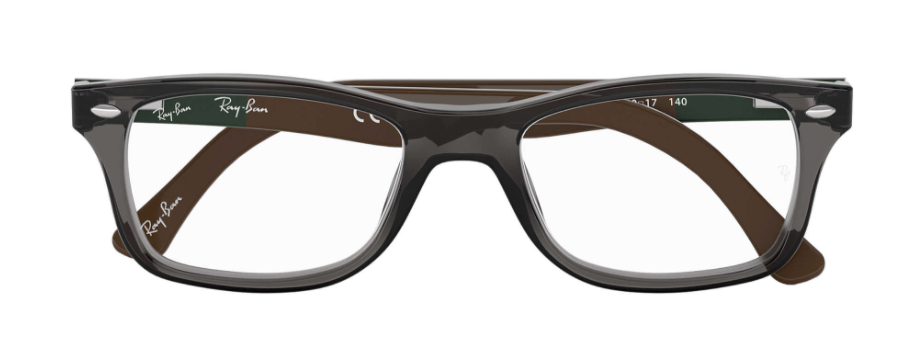 ray ban 5228 optical prescription eyewear glasses plastic acetate classic traditional trendy fashionable bold youthful unisex men women brown transparent grey