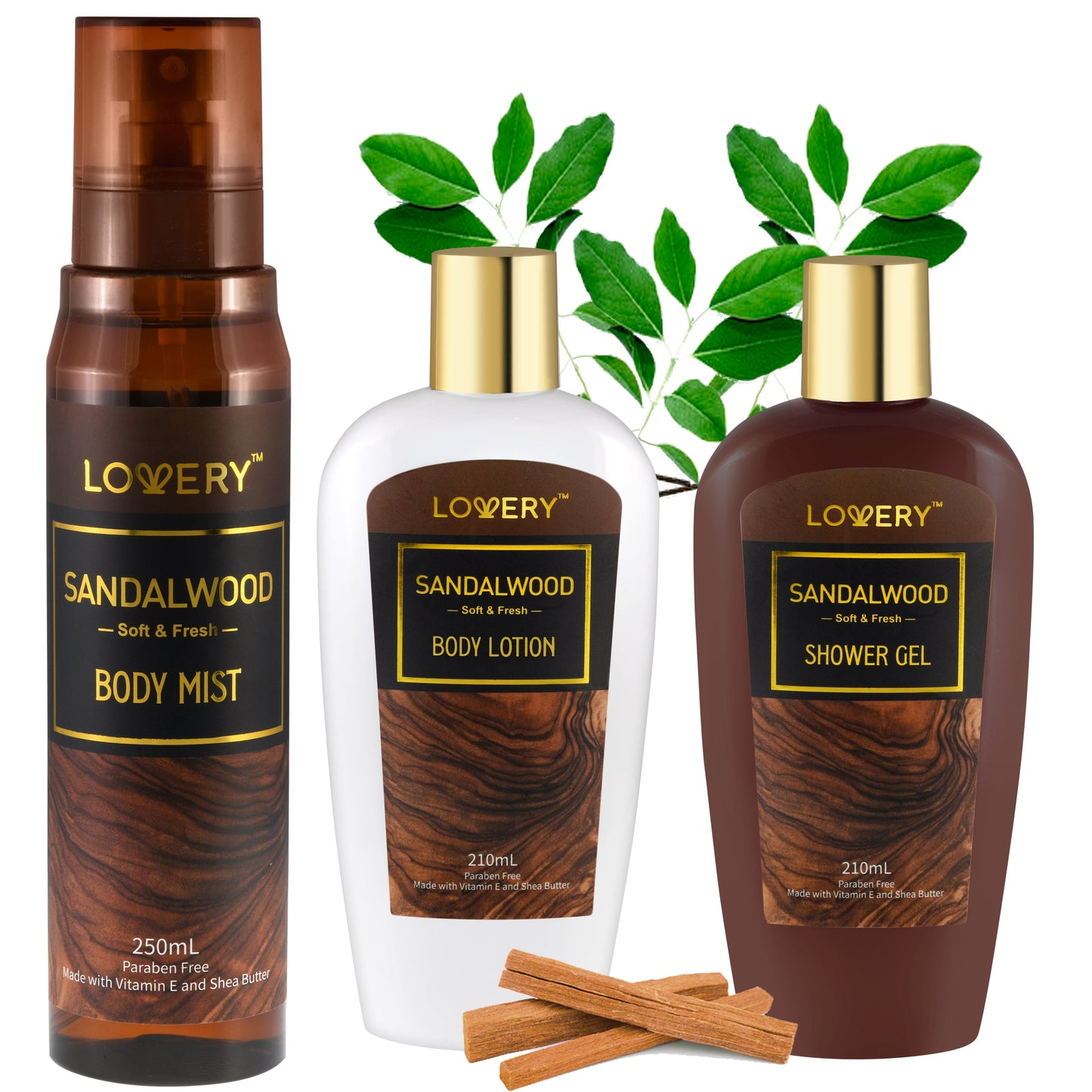 Sandalwood Body Care Set - 3Pc Bath Travel Kit