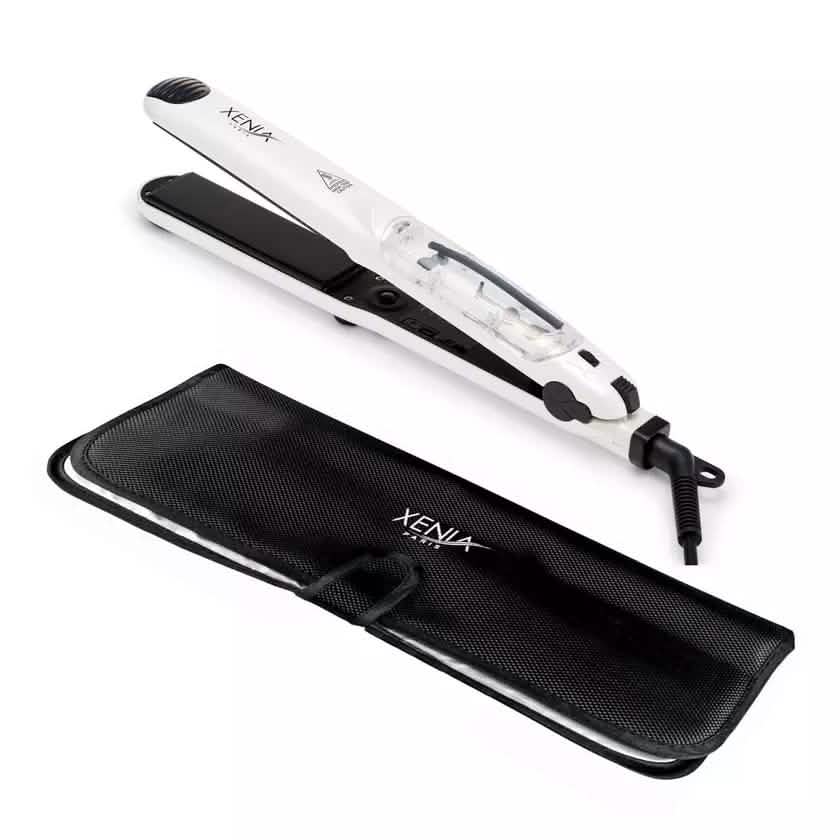 Silk Steam 1.25" Ceramic Steamer Flat Iron with Protective Heat Station Mat Beauty & Personal Care White - DailySale